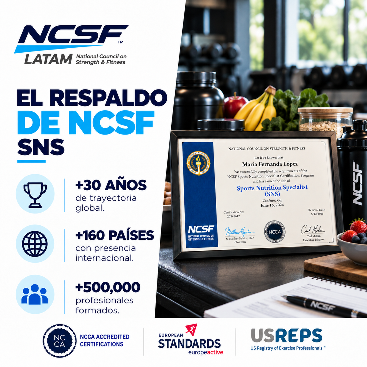 Certificación Internacional en Nutrición Deportiva NCSF (SNS)