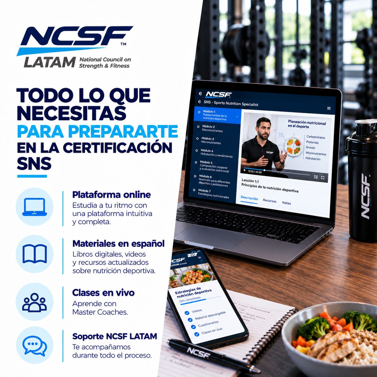 Certificación Internacional en Nutrición Deportiva NCSF (SNS)